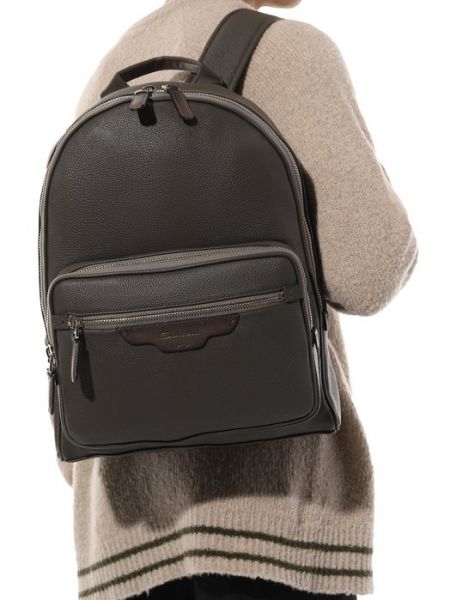 Кожаный рюкзак Santoni серый