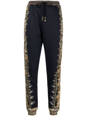 Bavlněné vzorované kalhoty Camilla - černá