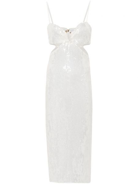 Sukienka midi z dekoltem w serek Patrizia Pepe biała