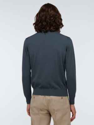 Jedwabny sweter bawełniany Loro Piana niebieski