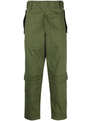 Bombažne ravne hlače Moschino zelena