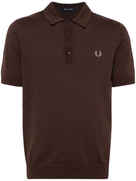 Tricou polo tricotate clasic Fred Perry maro
