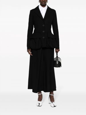 Vlněné dlouhá sukně Yohji Yamamoto černé