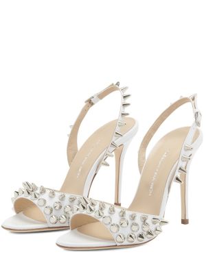 Kožené sandále Alessandra Rich biela