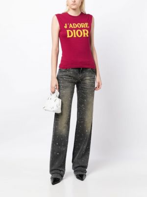 Débardeur avec imprimé slogan en coton à imprimé Christian Dior Pre-owned rouge