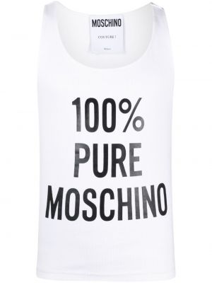 Chemise avec imprimé slogan à imprimé Moschino blanc