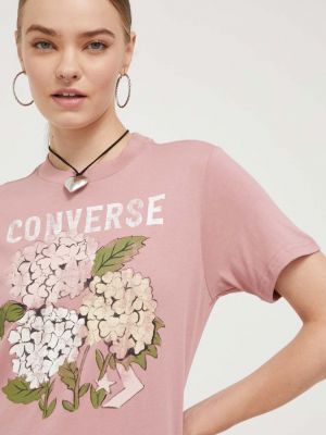 Bombažna majica Converse roza