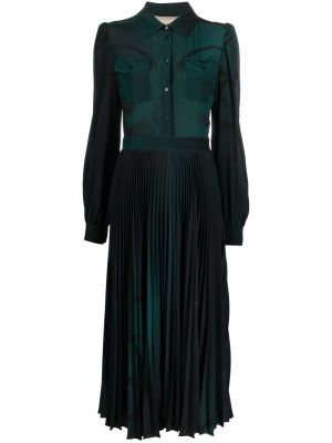 Rochie midi cu imagine plisată Elie Saab verde