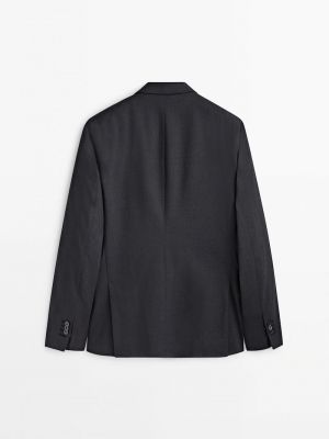 Шерстяной пиджак Massimo Dutti серый