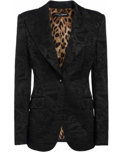 Blazer s cvetličnim vzorcem iz žakarda Dolce & Gabbana črna