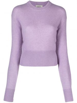 Плетен кашмирен копринен пуловер Laneus виолетово