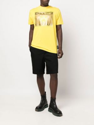 Raštuotas sportiniai marškinėliai su tigro raštu Plein Sport geltona