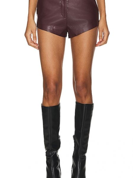 Pantalones cortos de cuero de cuero sintético Amanda Uprichard marrón