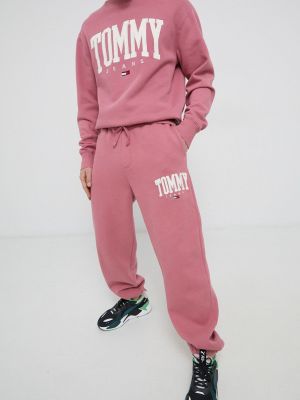 Spodnie sportowe Tommy Jeans różowe