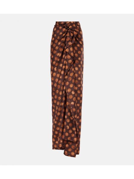 Prikket maxi nederdel i silke Dries Van Noten brun