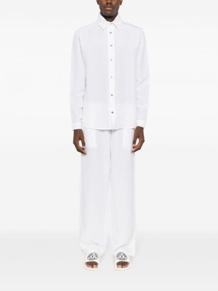 Lněné rovné kalhoty Amir Slama bílé