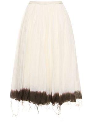 Lněné dlouhá sukně Interior bílé