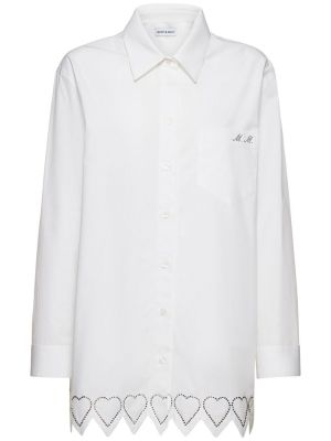 Oversize памучна риза със сърца Mach & Mach бяло