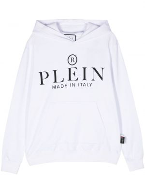 Pamučna hoodie s kapuljačom Philipp Plein bijela