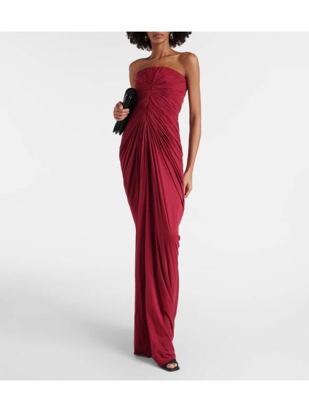 Sukienka długa bawełniana z dżerseju Rick Owens czerwona