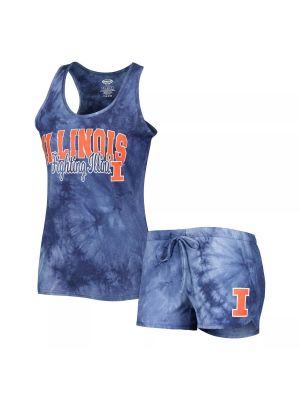 Женский комплект для сна с майкой и шортами Concepts Sport Navy Illinois Fighting Illini Billboard Tie Dye
