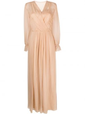 Jedwabna sukienka wieczorowa szyfonowa plisowana Alberta Ferretti różowa