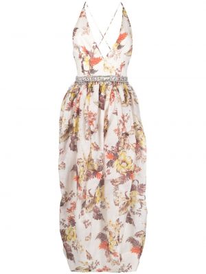 Midi haljina s cvjetnim printom s printom Zimmermann bijela