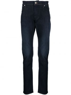 Haftowane proste jeansy Corneliani niebieskie