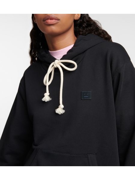 Pamučna hoodie s kapuljačom Acne Studios crna