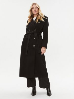 Μάλλινο παλτό χειμωνιάτικο Elisabetta Franchi μαύρο