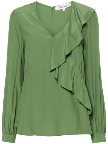Μπλούζα από κρεπ Dvf Diane Von Furstenberg πράσινο