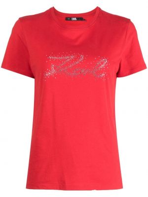 T-krekls ar apdruku Karl Lagerfeld sarkans