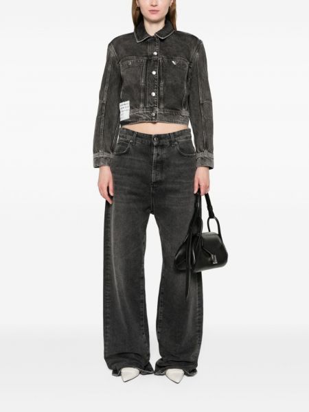 Jeansjacke mit print Emporio Armani schwarz
