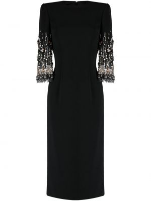 Μίντι φόρεμα με πετραδάκια Jenny Packham μαύρο