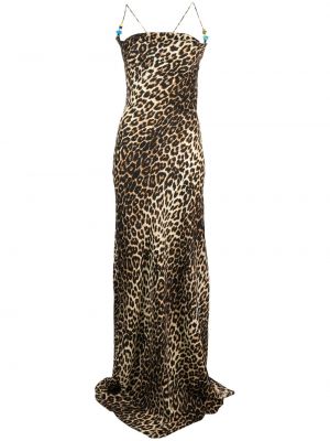 Dlouhé šaty s potlačou s leopardím vzorom The New Arrivals Ilkyaz Ozel hnedá