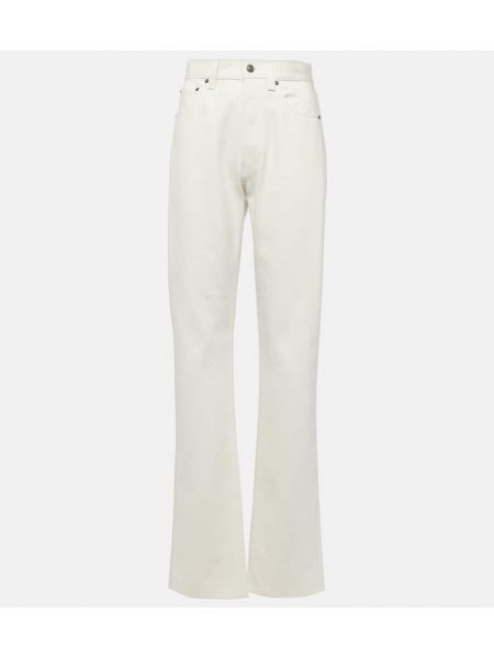 Straight leg jeans di seta di cotone Loro Piana bianco