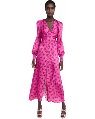 Платье макси винтажное с принтом Kitri, розовое