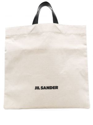 Λινή τσάντα shopper με σχέδιο Jil Sander