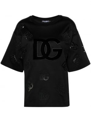 Kokvilnas t-krekls Dolce & Gabbana melns