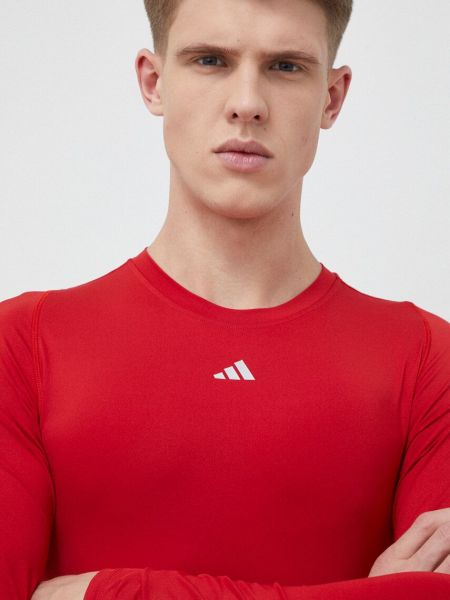 Majica dugih rukava jednobojna sa dugačkim rukavima Adidas Performance crvena
