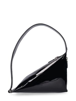 Lakovaná kožená kabelka Courreges čierna