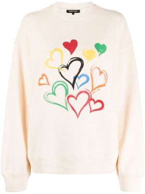 Raštuotas medvilninis džemperis su širdelėmis Tout A Coup balta