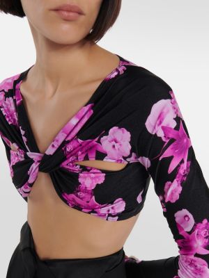 Top cu model floral din jerseu Coperni