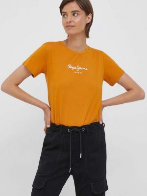 Bavlněné tričko Pepe Jeans oranžové