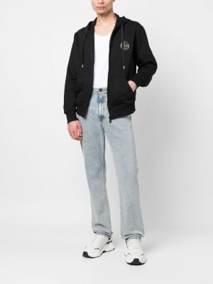 Długa bluza bawełniana z nadrukiem Versace Jeans Couture czarna