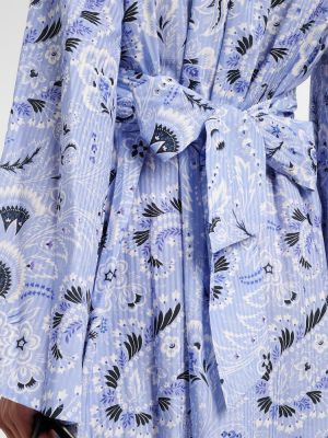 Kleid aus baumwoll mit print mit v-ausschnitt Etro blau