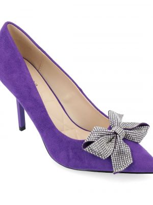 Туфли с бантом со стразами Journee Collection фиолетовые