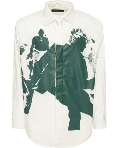 Памучна риза с принт Federico Cina бяло