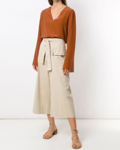 Blusa de seda con escote v Osklen marrón