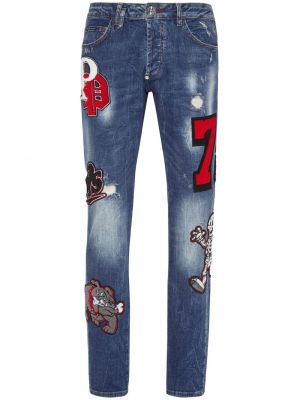 Slim fit skinny jeans mit stickerei Philipp Plein blau
